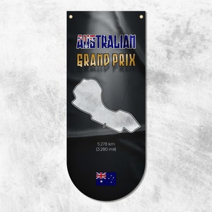 Formule 1 Australische Grand Prix-wimpelvlag | F1-circuitkaarten | F1-circuitkaarten | Hoogwaardige materialen | Afmeting: 50 x 120 cm