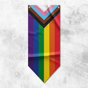 Progress Rainbow Pennant Flag Banner | Pride Flag Banners | High Quality Materials | Size: 50x120 cm