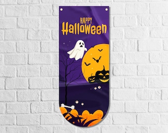 Happy Halloween Wimpel Flagge Banner | Halloween Albtraum | Hochwertige Materialien | Maße: 50 x 120 cm