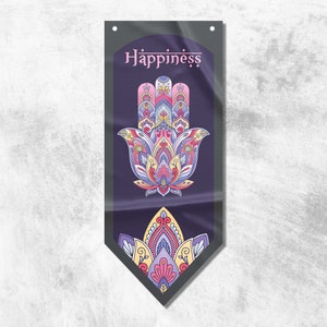Hamsa Happiness Pennant Flag Banner | High Quality Materials | Size: 50x120 cm