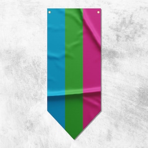 Polysexual Wimpel Flagge Banner | Pride Flaggen Banner | Hochwertige Materialien | Maße: 50 x 120 cm