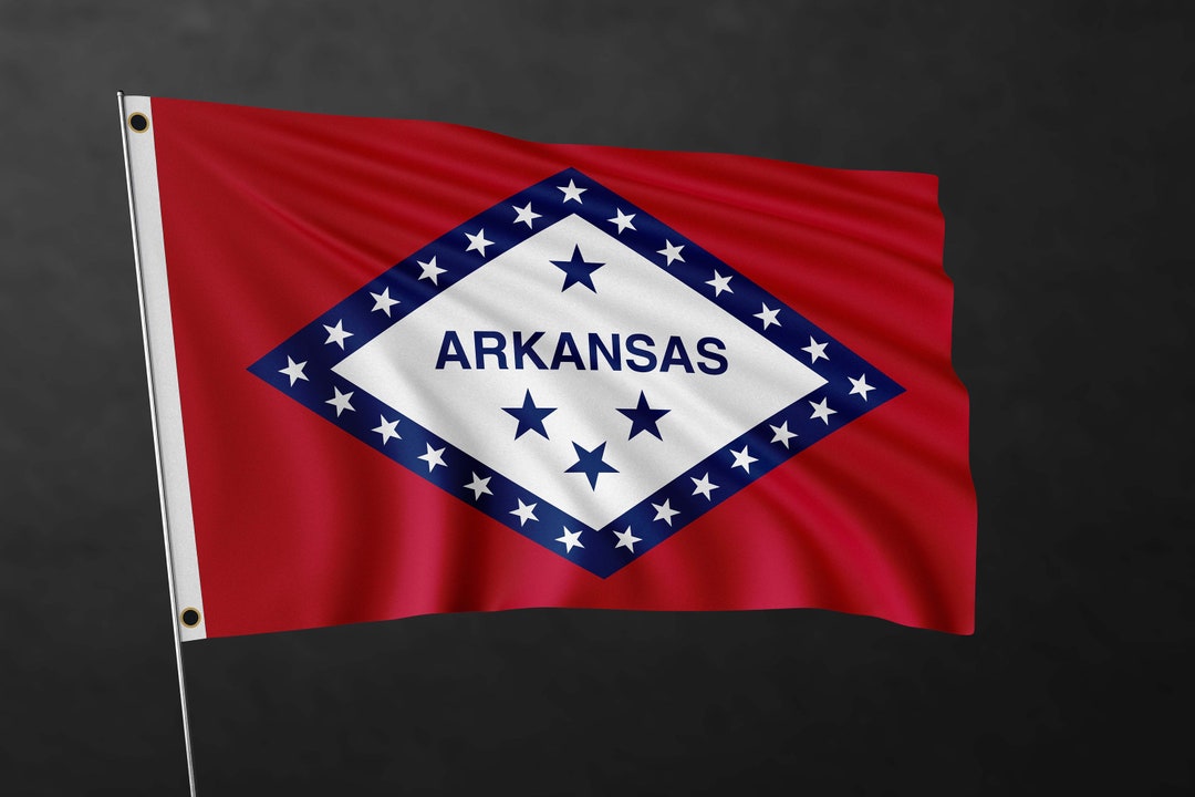 De Vlag Van De Staat Van Arkansas Op Wolkenkrabber De Bouwachtergrond D Illustratie Image142426813
