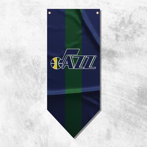 Bandeira da bandeira da flâmula de Utah Jazz | Bandeira de basquete | Materiais de alta qualidade | Tamanho: 50x120cm