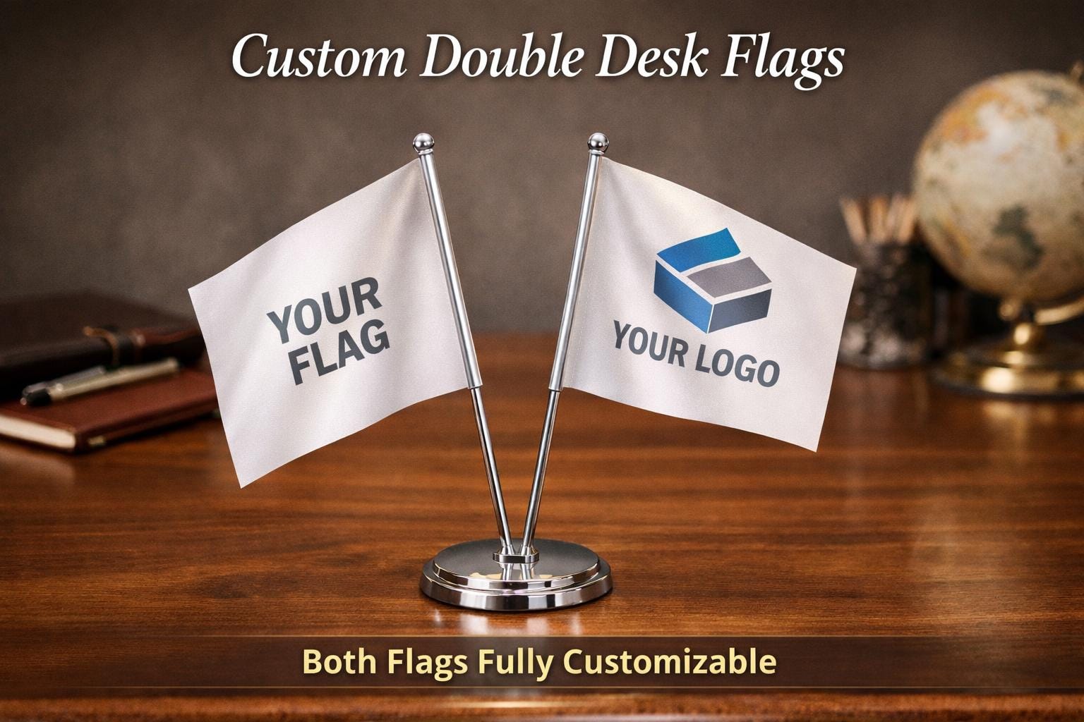 Custom Desk Flags Types Custom Double Flagpole Table Desk Flag – Personalized Office Desk Flag ...