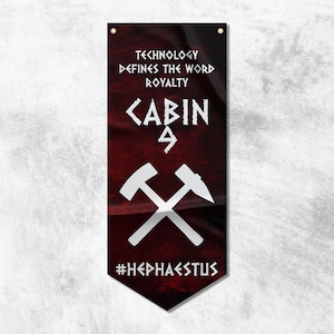 Camp Half Blood Cabins Pennant Flag Banner | Cabin 9 Hephaestus | High Quality Materials | Size: 50x120 cm
