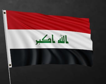 Stendardo con la bandiera dell'Iraq, tessuto con la bandiera dell'Iraq, grande bandiera da appendere al muro, decorazione per interni ed esterni, bandiera per tifosi di calcio, decorazione con la bandiera del paese