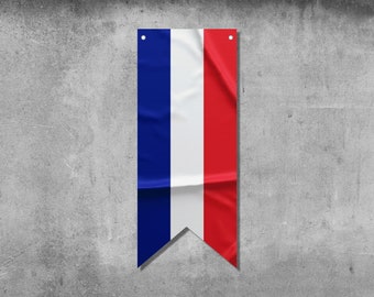 Bandiera francese con gagliardetto / Bandiera nazionale / Materiali di alta qualità / Dimensioni: 50 x 120 cm