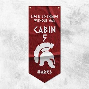 Camp Half Blood Cabins Pennant Flag Banner | Cabin 5 Ares | High Quality Materials | Size: 50x120 cm