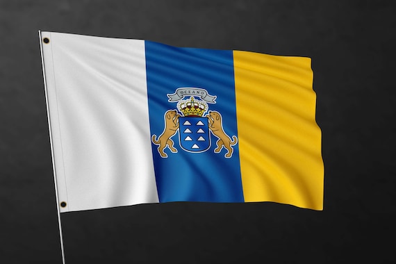 CANARIES ILES Drapeau-Blason Espagne Islas Canarias, 180mm Vinyl Sticker, Autocollant