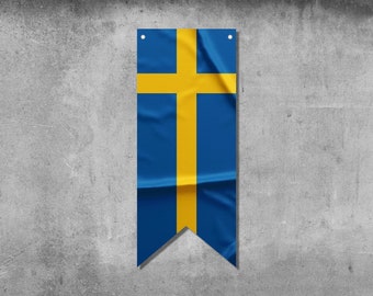 Schweden Wimpelkette Banner | Country Flagge Banner | Hochwertige Materialien | Maße: 50 x 120 cm