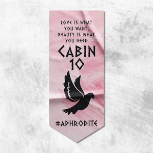 Camp Half Blood Cabins Pennant Flag Banner | Cabin 10 Aphrodite | High Quality Materials | Size: 50x120 cm