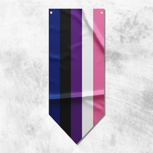 Genderflüssige Wimpelkette, Wimpelkette | Pride Flaggen Banner | Hochwertige Materialien | Maße: 50 x 120 cm