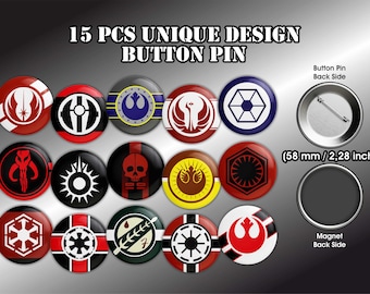 Galactic Symbol Pin Set, 15 Sci Fi Badges, Space Themed Pins, Geek Gift, Backpack Pins, Jacket Pins, Collectible Pin Set