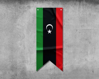 Libyen Wimpel Flagge Banner | Country Flagge Banner | Hochwertige Materialien | Maße: 50 x 120 cm