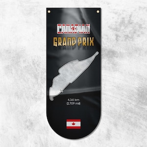 Formule 1 Canadese Grand Prix-wimpelvlag | F1-circuitkaarten | F1-circuitkaarten | Hoogwaardige materialen | Afmeting: 50 x 120 cm