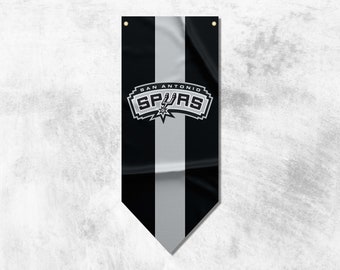 Stendardo con bandiera dei San Antonio Spurs / Stendardo da basket / Materiali di alta qualità / Dimensioni: 50 x 120 cm