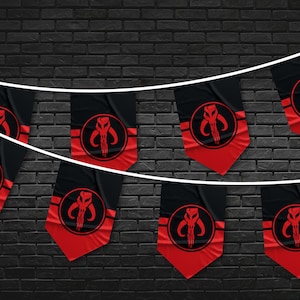 Boba Fett Crest Mandalorian Bunting Flag Set | Pennant Flag | High Quality Materials |