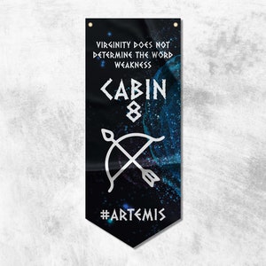 Camp Half Blood Cabins Pennant Flag Banner | Cabin 8 Artemis | High Quality Materials | Size: 50x120 cm