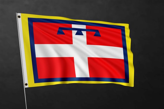 Bandera De Mesa De Piamonte - 15x10 Cm, Con Mástil De 25 Cm, Para Decoración De Interior Y Escritorio