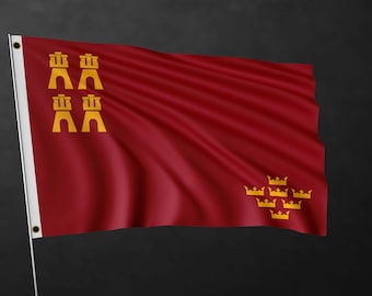 Bandera de la región de Marcia / España, poliéster con ojales metálicos