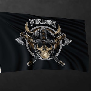 Vikings Skull Flag Banner | High Quality Materials
