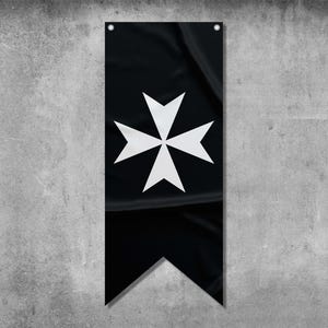 Knights Hospitaller Eight-Pointed Cross Pennant Flag Banner | High Quality Materials | Size: 50x120 cm