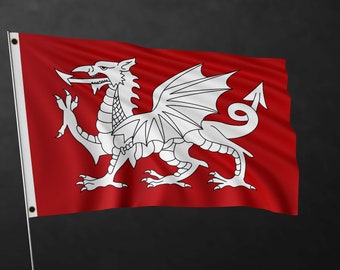 Pendragon Flag Banner | White Dragon of England Flag Banner | High Quality Materials