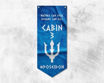 Camp Half Blood Cabins Pennant Flag Banner | Cabin 3 Poseidon | High Quality Materials | Size: 50x120 cm
