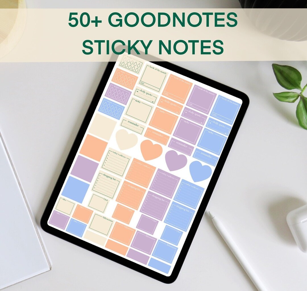 50 Goodnotes Post It Notes, Sticky Notes, Sticker, Digital Planner