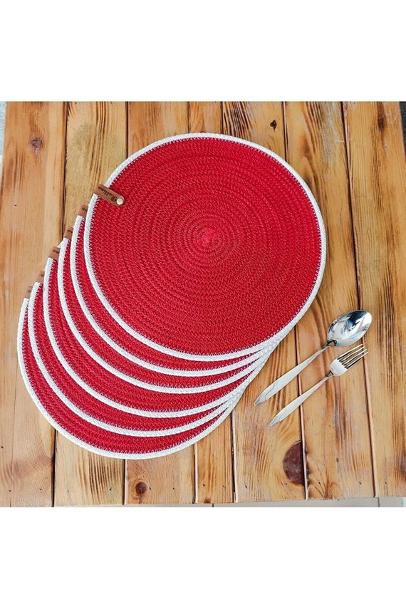 Dining Round Table Placemat 61 Stitch Knitted underplate Etsy