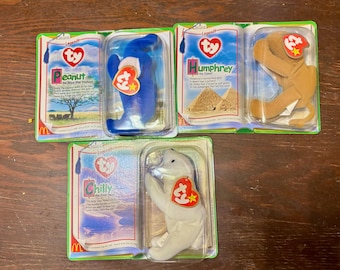 Juego de 3 gorros de béisbol coleccionables Teenie Beanie Legends de Ty McDonalds, año 2000