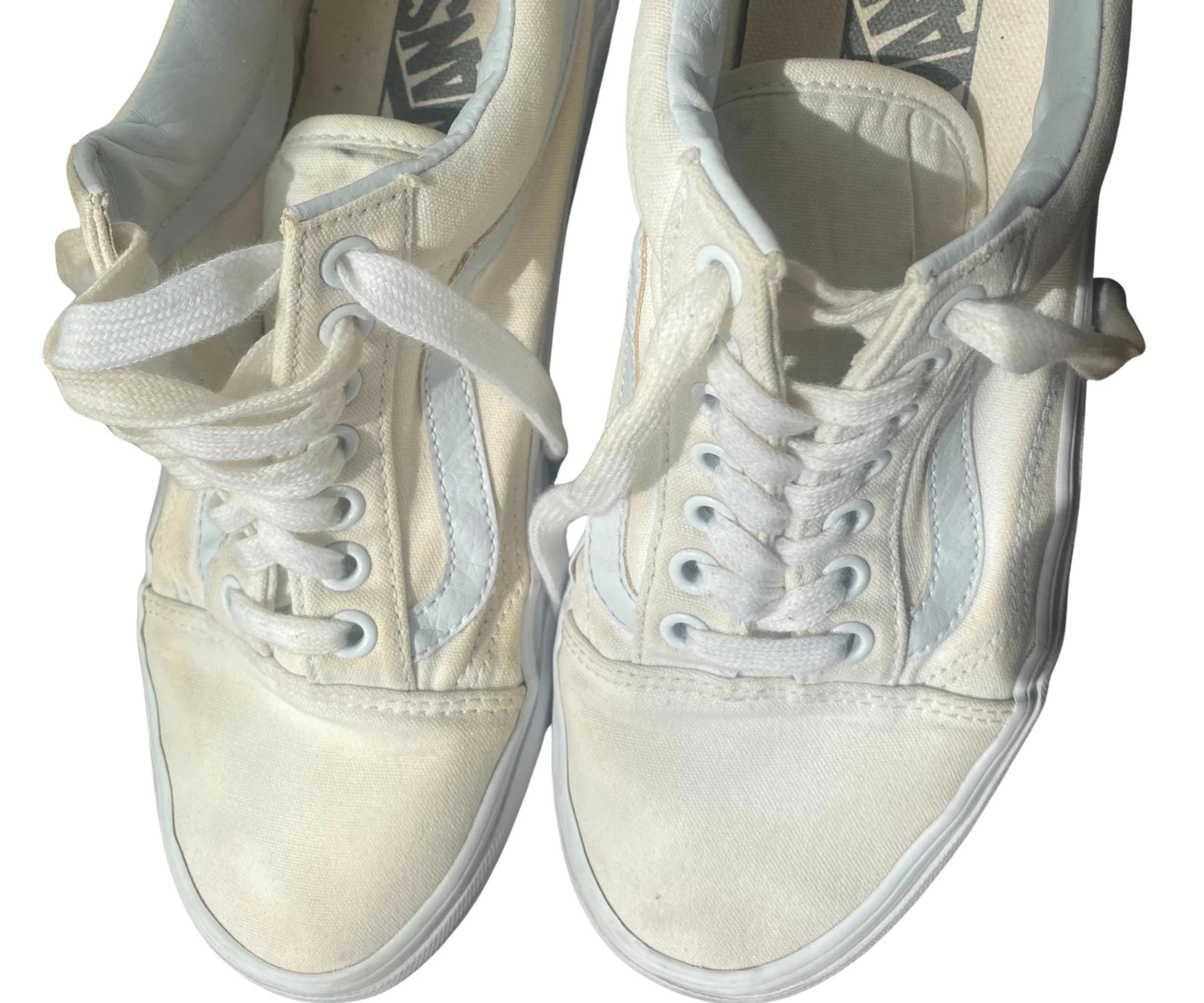 Vans Old Skool Sneakers White Canvas Kicks off the Wall