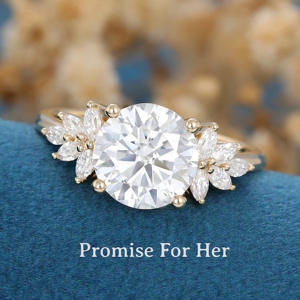 14k Solid Gold Moissanite Engagement Ring, 3 CT Wedding Promise Ring for Wife, Unique Moissanite Ring Gift, Bridal Ring, Anniversary Gift