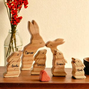 Wooden Bunny Family Puzzle, Engraved Family Name Puzzle, Rabbit Family Keepsake Gift, Animal Family,Gift for Kids, Mother's Day Gift for Her image 3
