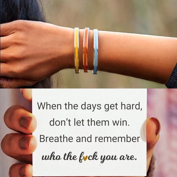 Remember Who The F*ck You Are, Friendship Quotes Color Bangel, Motivational Enamel Cuff Bangle, Encouragement Jewelry, Best Friend Gifts