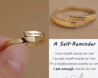 A Self-reminder Gift, Sterling Silver I Am Enough Ring, Love Yourself Ring, Birthday Gift For Her, Gift For Self, Promise Ring For Self