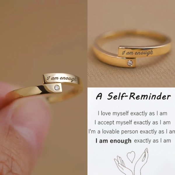 A Self-reminder Gift, Sterling Silver I Am Enough Ring, Love Yourself Ring, Birthday Gift For Her, Gift For Self, Promise Ring For Self