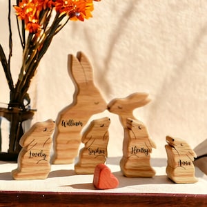 Wooden Bunny Family Puzzle, Engraved Family Name Puzzle, Rabbit Family Keepsake Gift, Animal Family,Gift for Kids, Mother's Day Gift for Her image 4
