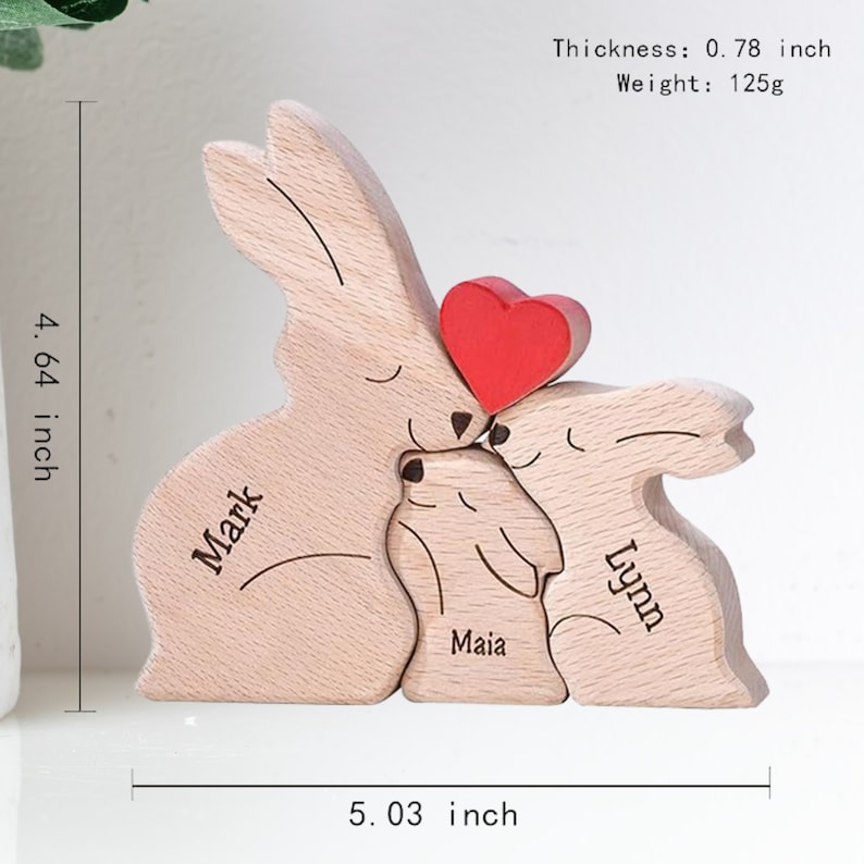 Wooden Bunny Family Puzzle, Engraved Family Name Puzzle, Rabbit Family Keepsake Gift, Animal Family,Gift for Kids, Mother's Day Gift for Her image 8
