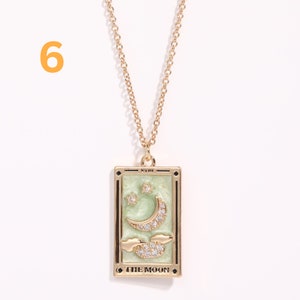 Gold Tarot Card Necklace Sun, Lover, Star, Moon, Magician, Empress Enamel Pendant Necklace, Elegant Necklace, Gold Necklace 6