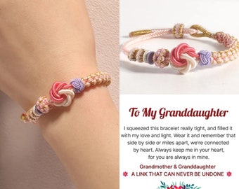 To My Granddaughter, Grandmother & Granddaughter Together As One Blossom Knot Bracelet, Handmade Bracelet,Inspirational Unique Birthday Gift
