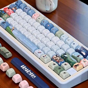 143 Keys Ghibli Anime Japanese Style Keycap Set | PBT Custom & Handmade For All Mechanical Keyboard Cherry MX And MX Style Switches | Gift