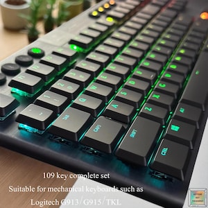 Backlit Keycap Set: Logitech G913/G915 Compatible, Black or White