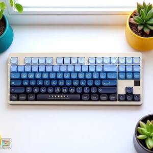 Gradient Keycaps Top Print, PBT Keycaps MOA Keycap, Blue Keycap Set For Mechanical Keyboard, Custom Gradient Keycaps Set, Keycaps full set