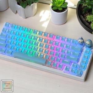 Double Shot Backlit Pudding Keycaps Transparent Set For Mechanical Keyboard | 130 keys | OEM Profile | MX Switch Style | PBT Keycaps Clouds