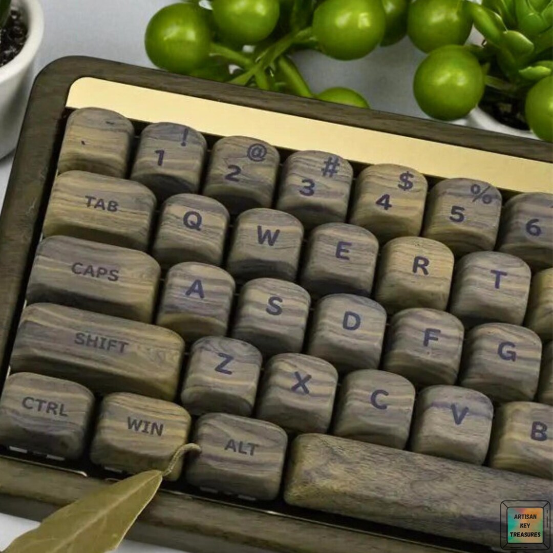 Wooden Pattern Keycaps 130 Keys Walnut Wood ISO ANSI Layout Moa Profile Custom Keycaps PBT Dye ...