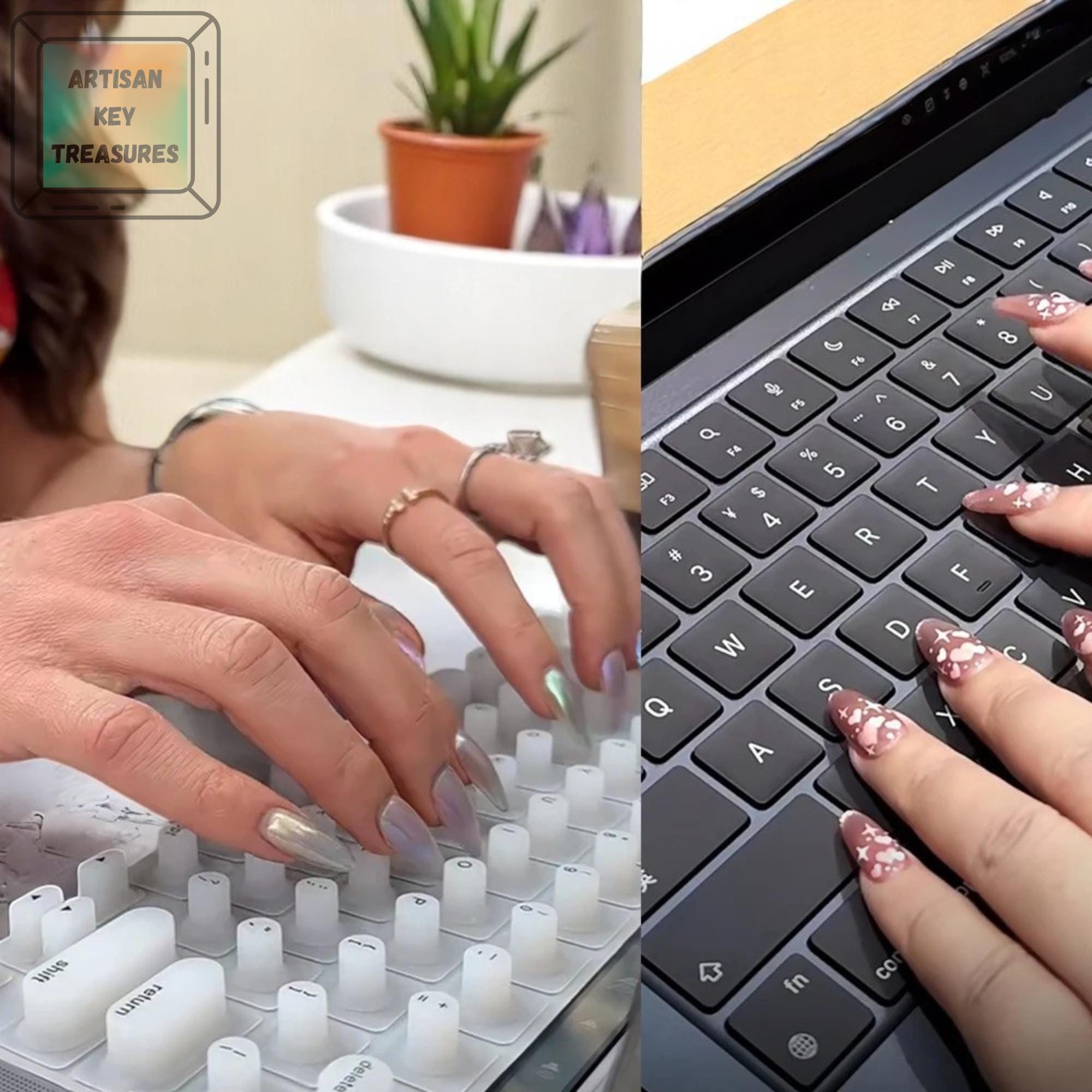 ALLILUYAA Film De Clavier Pour Nail Art, Protection De Clavier, Protection De Clavier Surélevée En Silicone, Film De Clavier De Taille Complète, Offre Une Protection Confortable Pour Les Ongles Longs