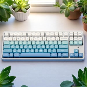 Gradient Keycaps Set, PBT Keycaps MOA Keycap, Blue Keycap Set For Mechanical Keyboard, Custom Gradient Keycaps Set, Keycaps full set