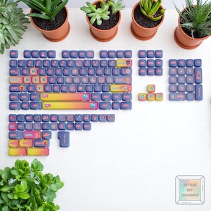 Purple Graffiti Keycap Set: PBT Dye-Sub, Cherry MX, 143 Keys