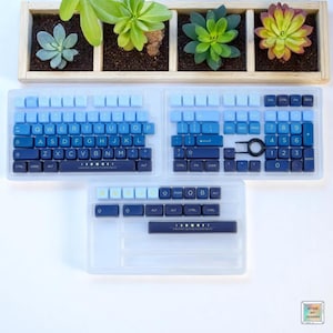Gradient Keycaps Top Print, PBT Keycaps MOA Keycap, Blue Keycap Set For Mechanical Keyboard, Custom Gradient Keycaps Set, Keycaps full set